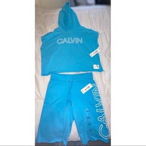 Calvin Klein short sleeve hoodie and shorts set